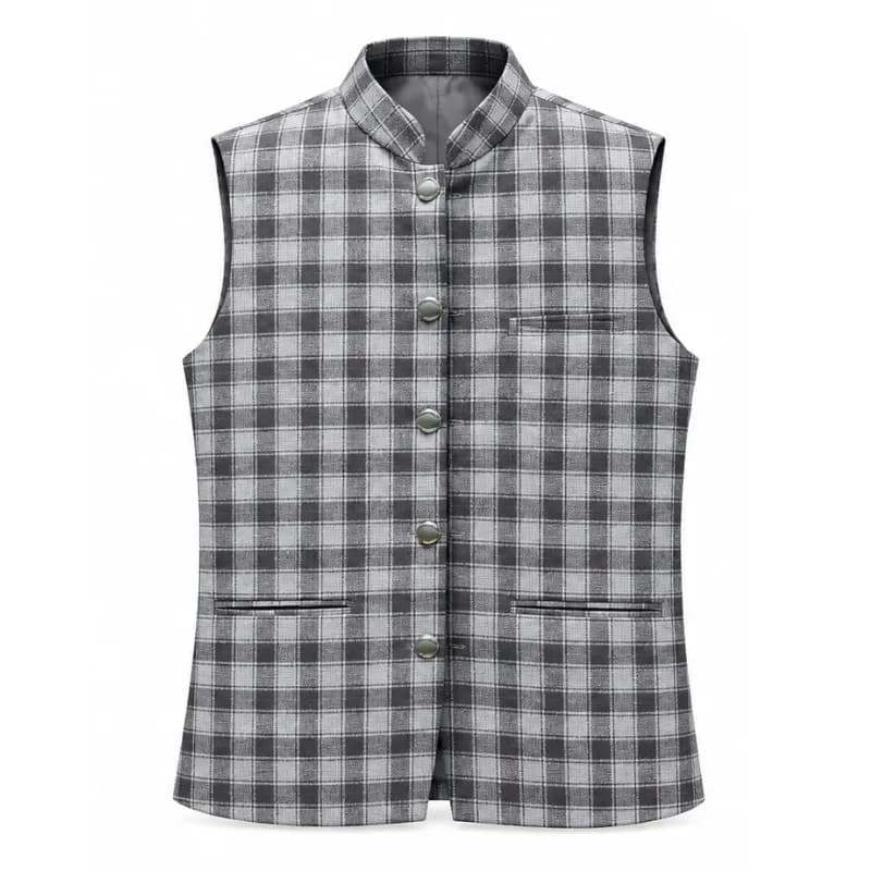 প্রিমিয়াম ব্ল্যাক-গ্রে চেক কটি | Premium Black Grey Check Koti
