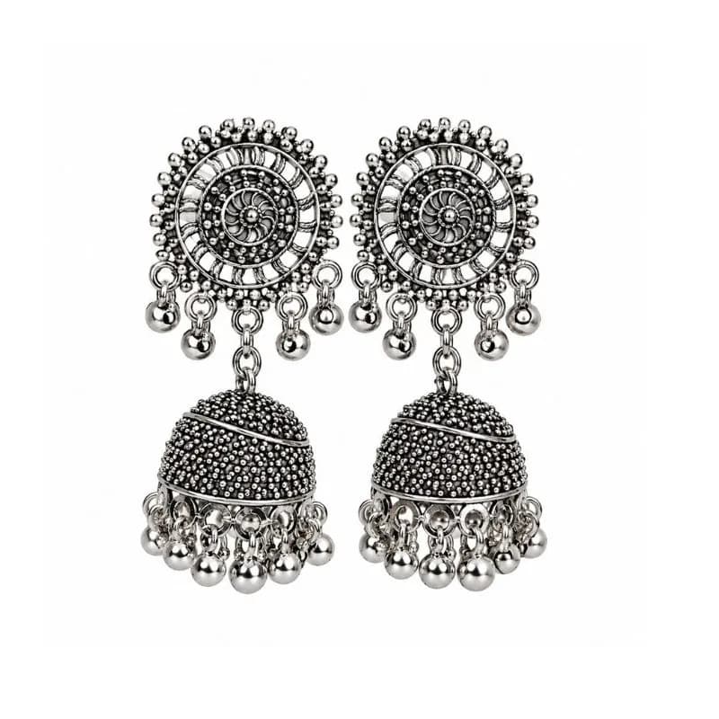 Traditional Silver Oxidized Jhumka Earrings | ট্র্যাডিশনাল সিলভার অক্সিডাইজড ঝুমকা
