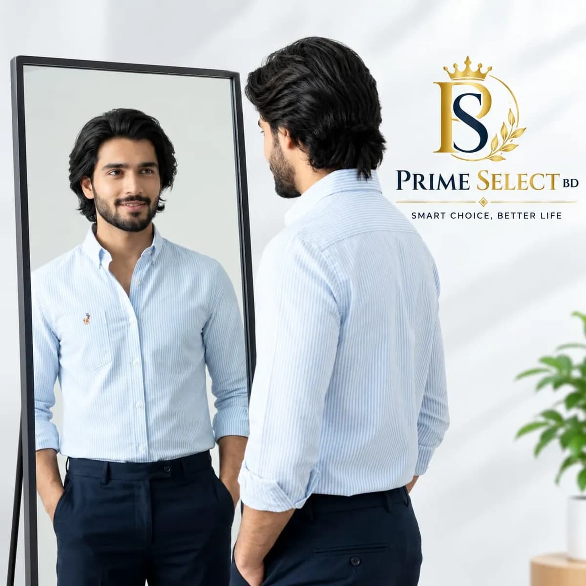 Premium Garments Cotton Light Blue Stripe Shirt | প্রিমিয়াম কোয়ালিটি Men’s Shirt