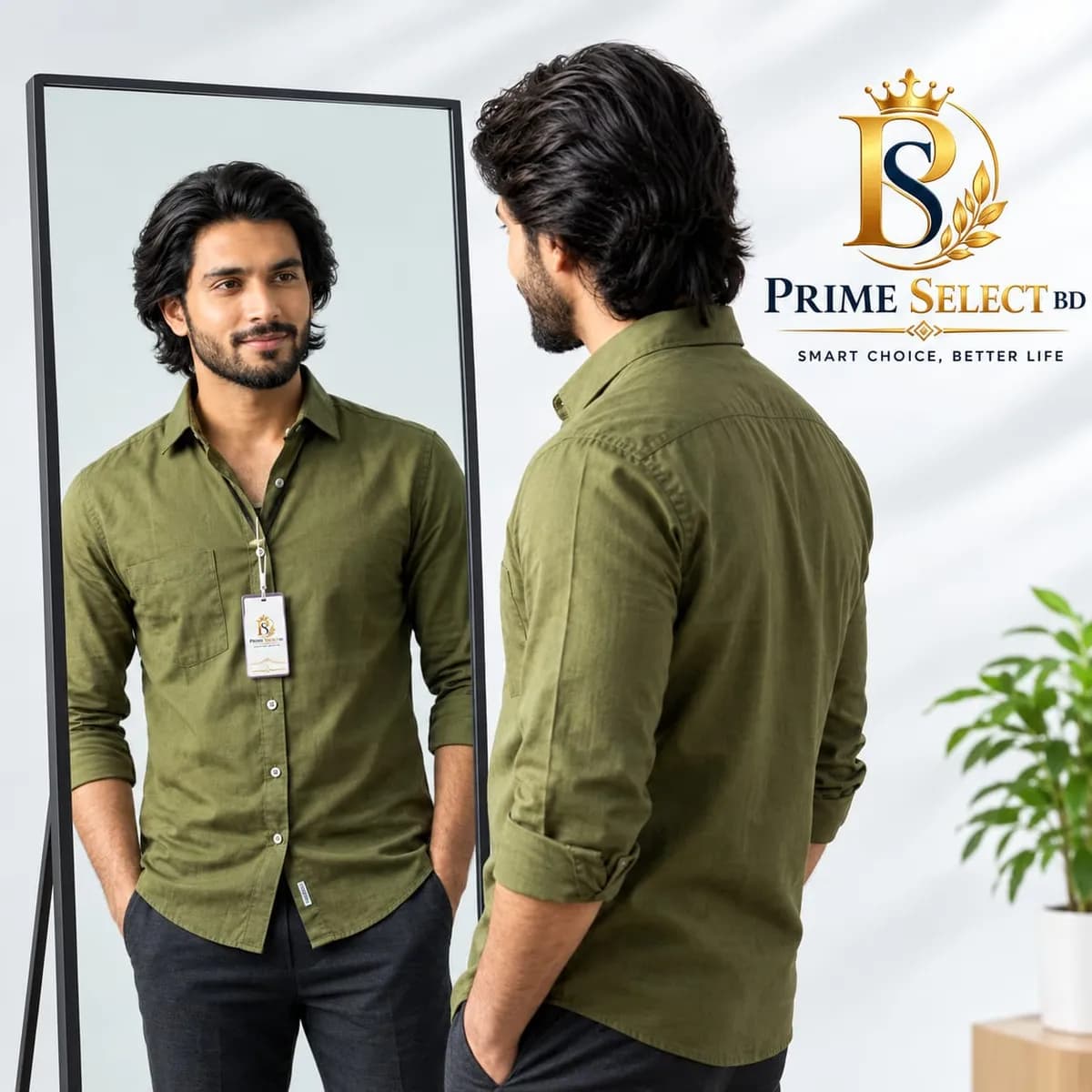 প্রিমিয়াম মেন’স শার্ট | Premium Garments Cotton Shirt – Olive Green