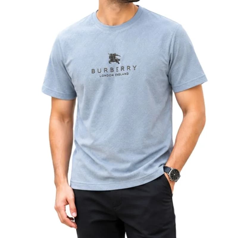 Burberry Monogram Logo T-Shirt – হালকা নীল Premium Casual টি-শার্ট